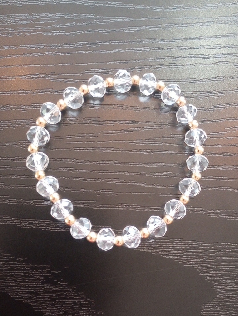 Clear Acrylic Bead Stretchy Bracelet with Golden Accent Beads